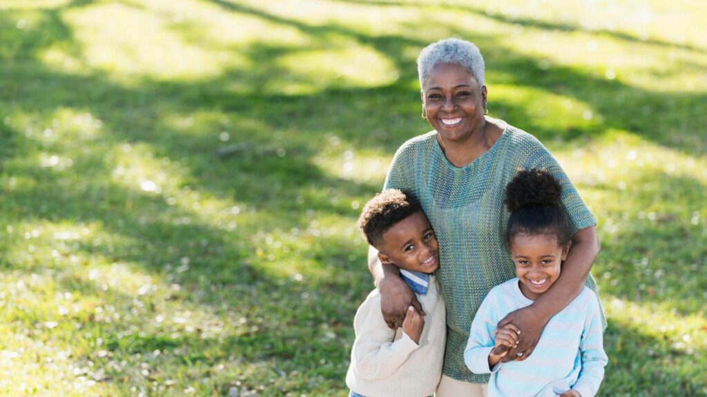 Family in park with children